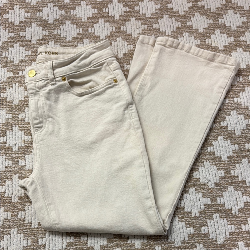 Michael Kors Off-White/ Cream cropped Denim Pants